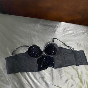 Spencer's Black Mesh Strapless Bra